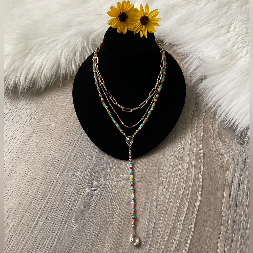 Multicolor Beaded Layered Necklace Set